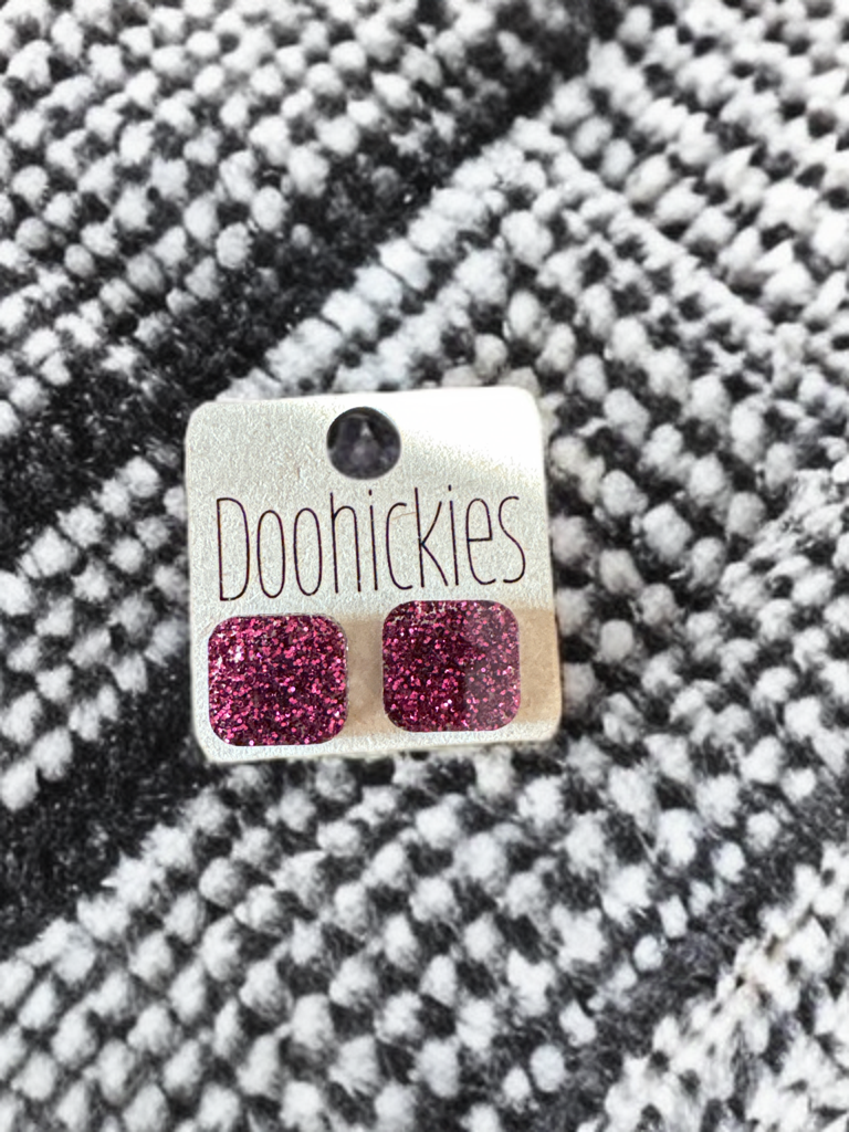 Game Day Earrings - Maroon Square