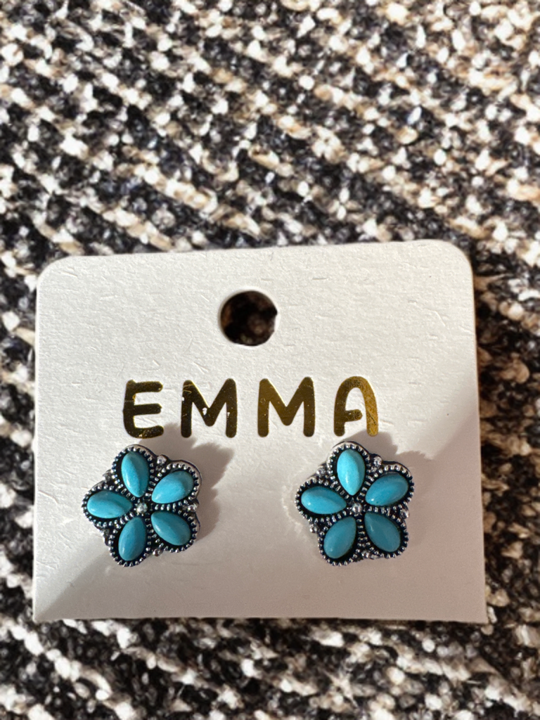 Fun Faux Turquoise Earrings - Small Flower