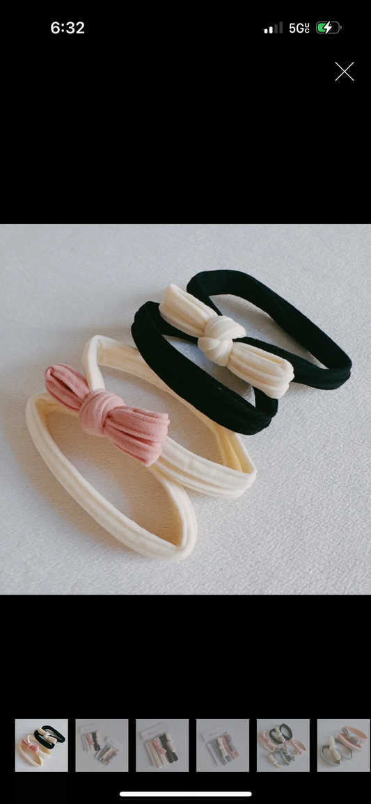 Ellison+Young Tied in a Bow Cream Hair Tie
