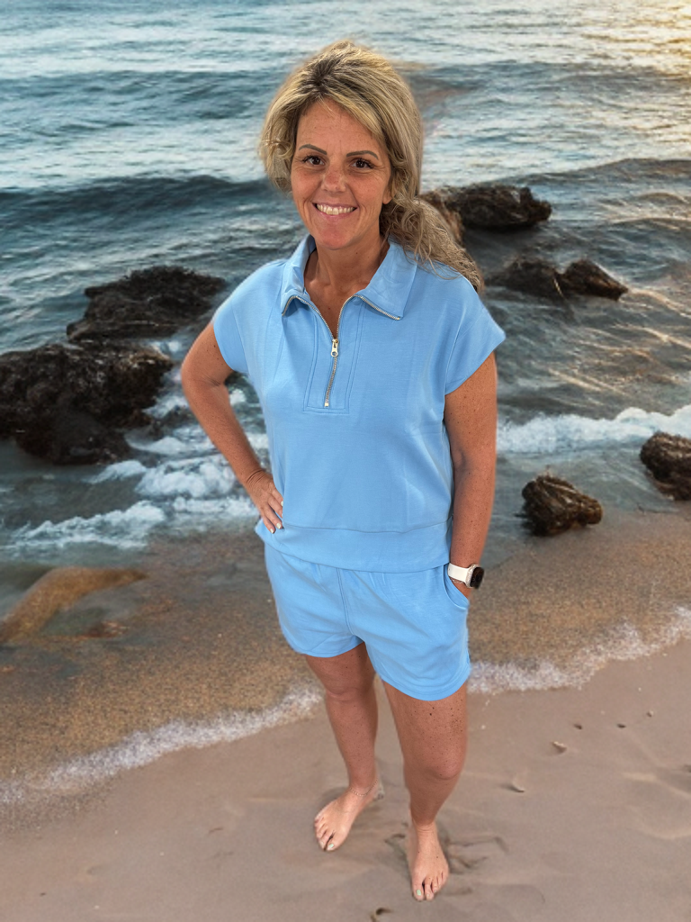 Ocean Blue half zip Set