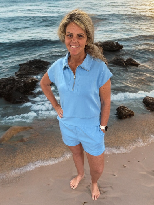Ocean Blue half zip Set