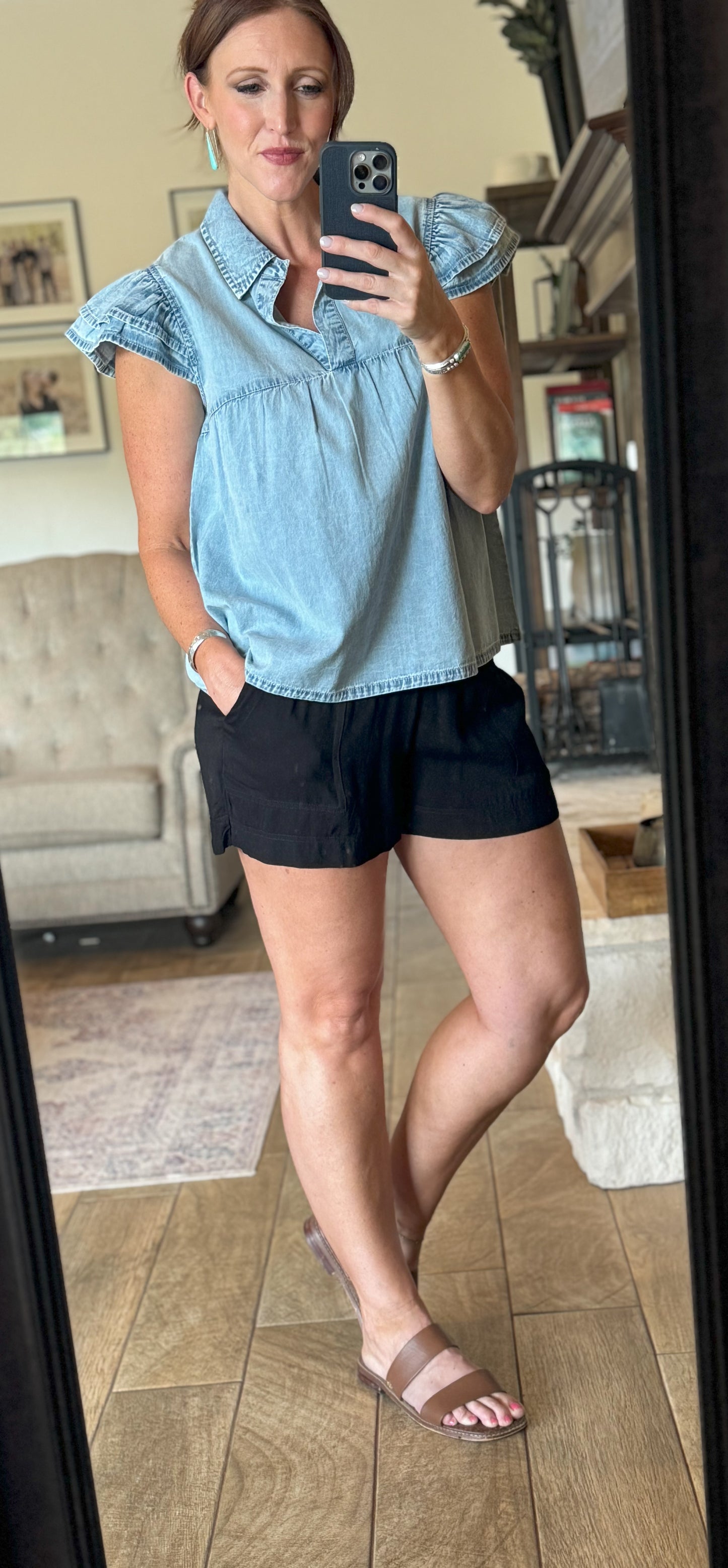 Kori Black Linen Shorts