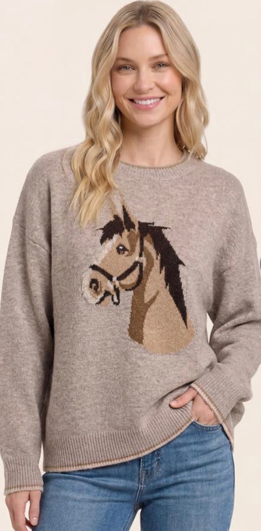 Horse Sweatshirt - Taupe
