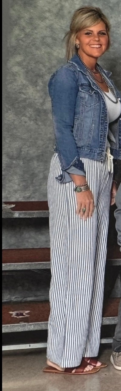 Stripe drawstring pants - Toffee