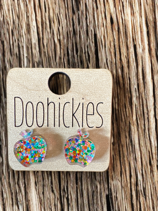 Teacher Earrings - Multi Sparkle Apples