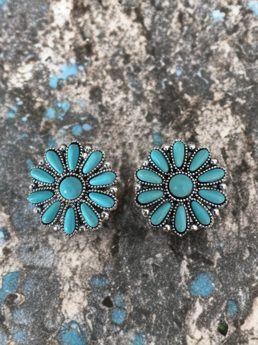 Fun Faux Turquoise Earrings - Large Multi