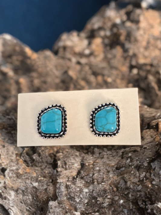 Fun Faux Turquoise Earrings - Pent