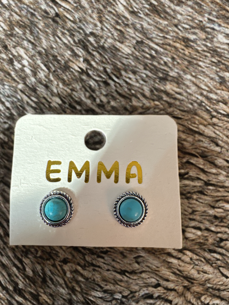 Fun Faux Turquoise Earrings - Small Round