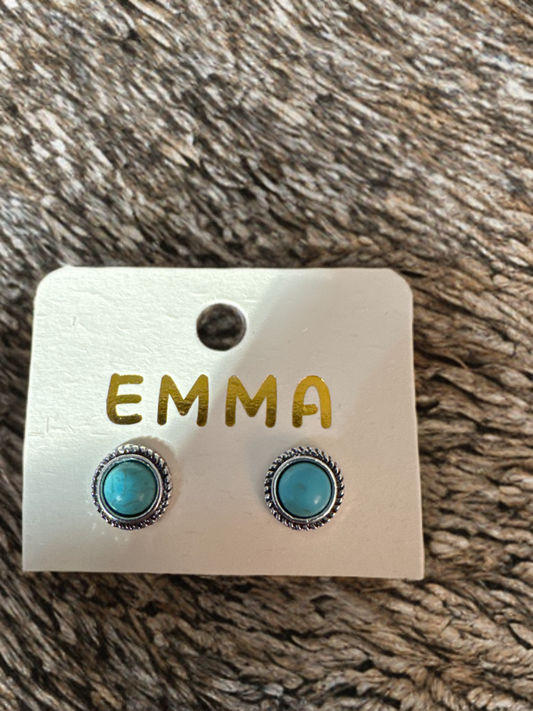 Fun Faux Turquoise Earrings - Small Round