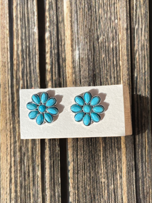 Fun Faux Turquoise Earrings - Mid Flower