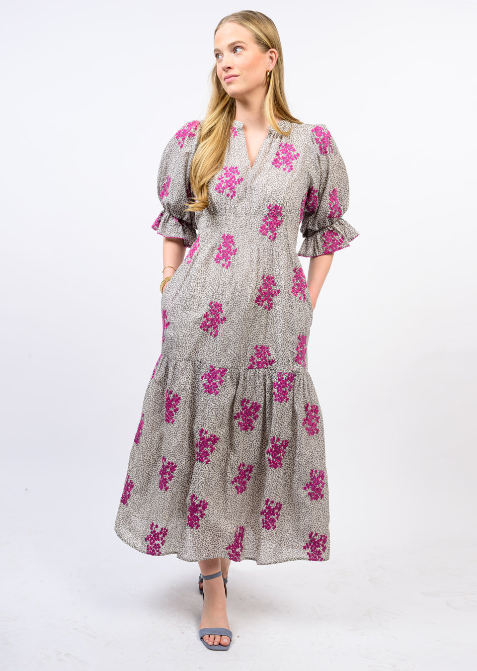 Uncle Frank - Floral Ditsy Embroidered Maxi Dress