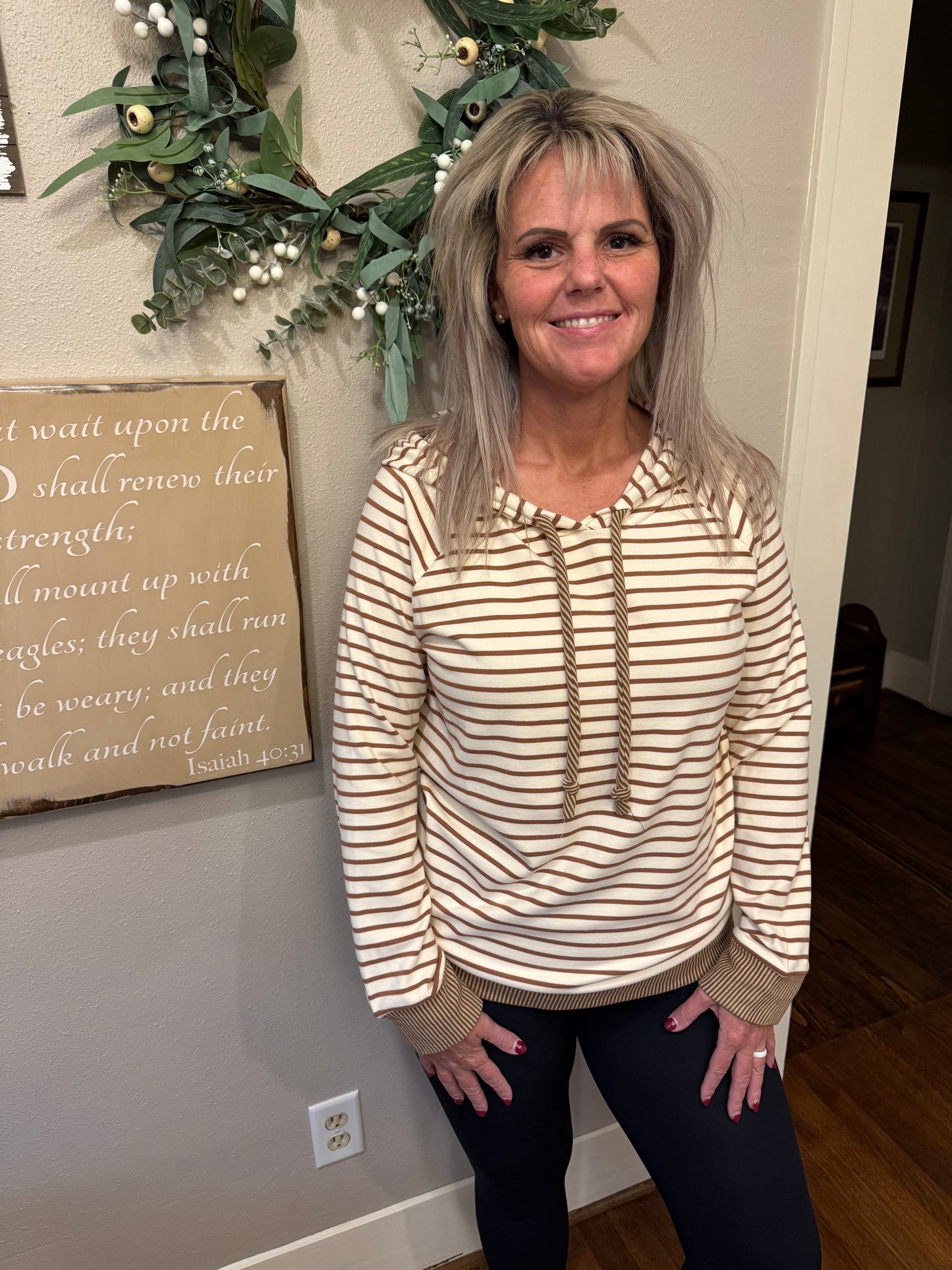 Hoodie Knit Top - Stripe