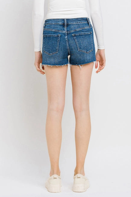 VERVET by Flying Monkey High Rise Button Fly Denim Shorts | The Rebecca